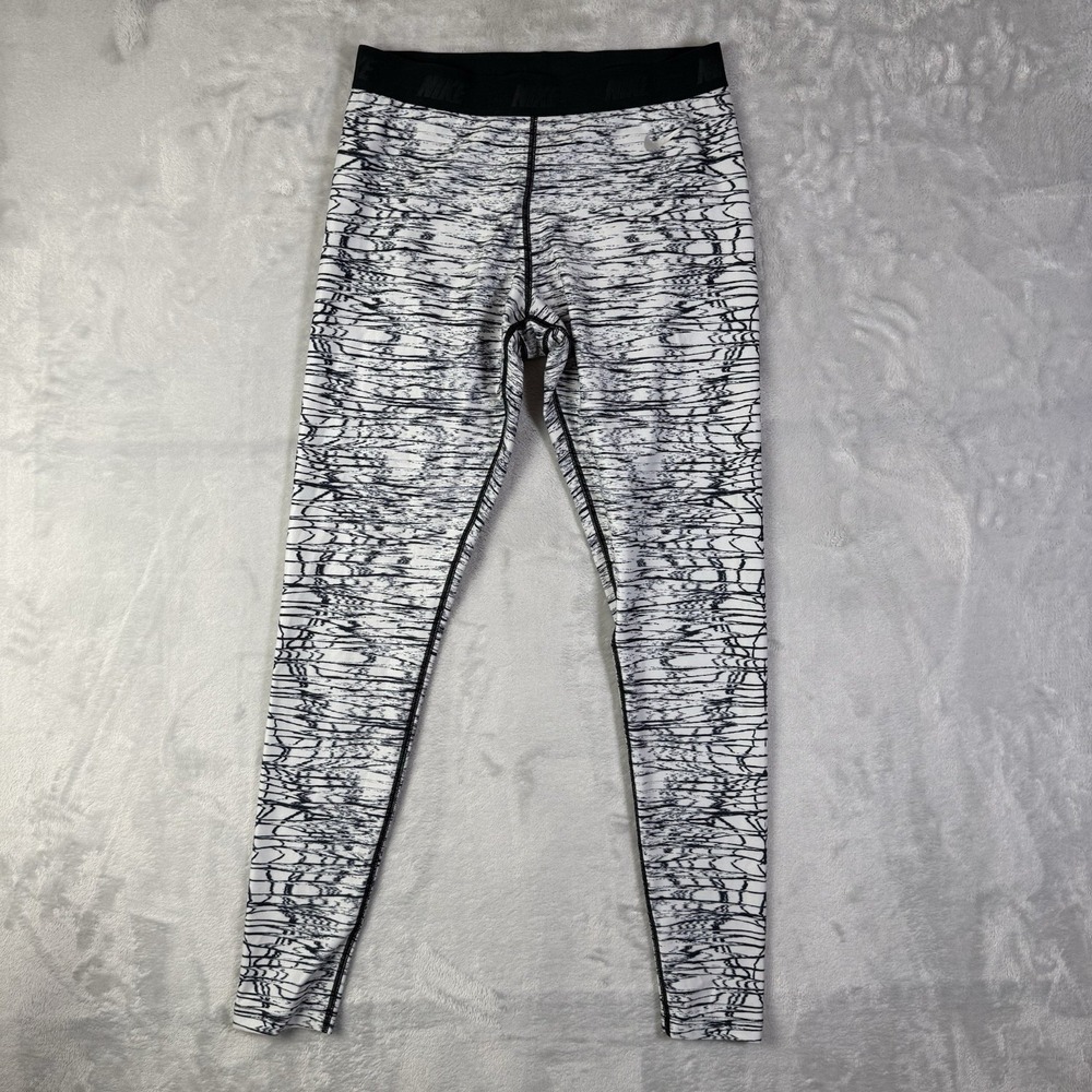 Nike Golf Dri-Fit Leggings Womens Small Black/White Stretchy Running Athletic